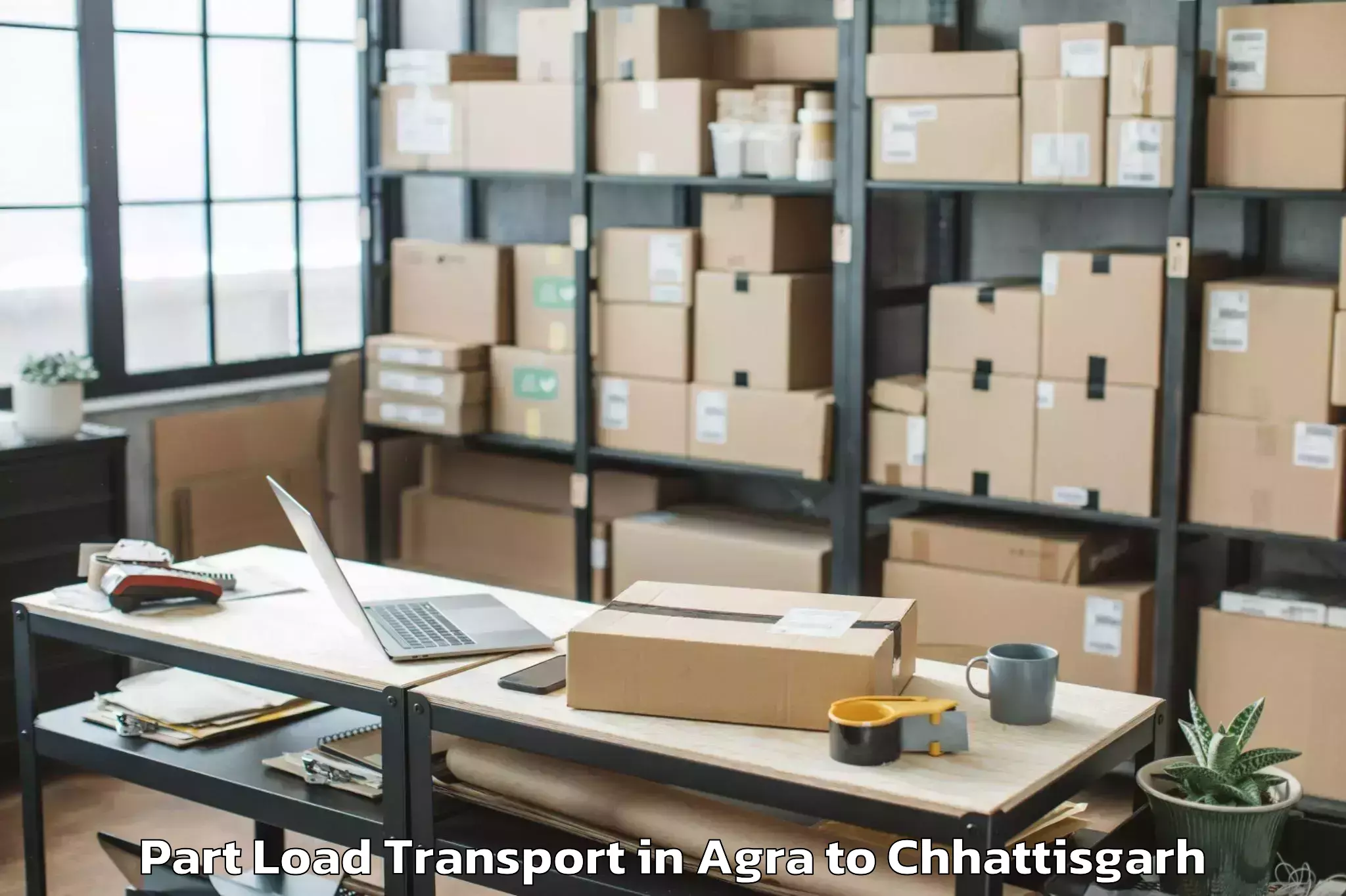 Top Agra to Pandit Ravishankar Shukla Univ Part Load Transport Available